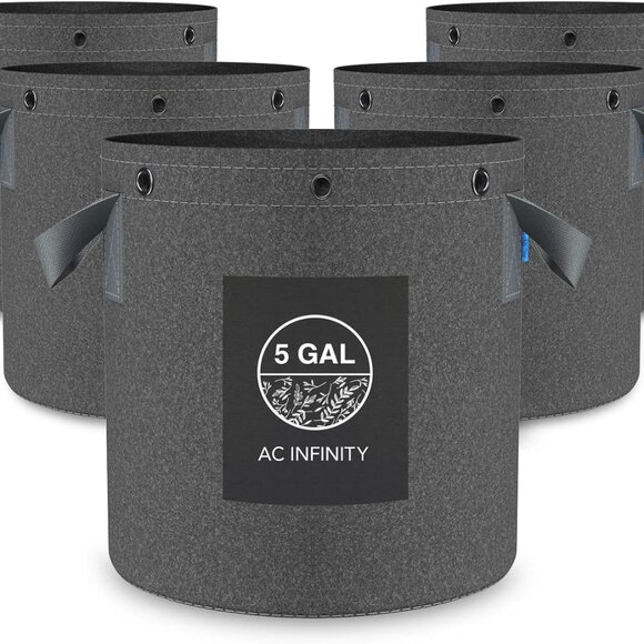 Heavy Duty Fabric Pots, 5 Gallon Aeration Reusable Grow Bags 5-Pack with 500G Th - Picture 1 of 7